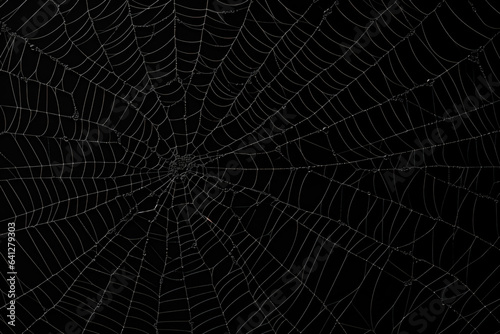 Bright Spider Web On A Dark Black Background Created With The Help Of Artificial Intelligence © Damianius