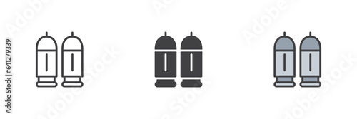 Gun bullets different style icon set