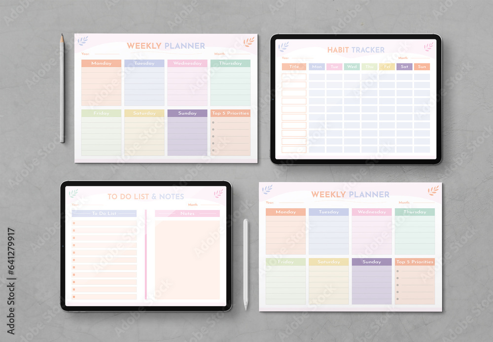Weekly Planner Design Template Stock Template | Adobe Stock