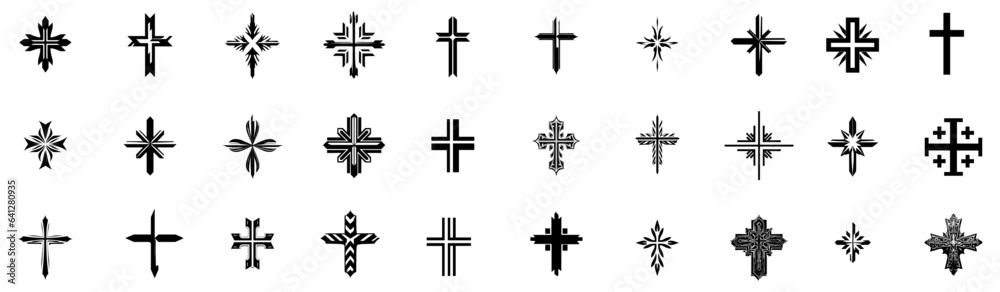 pack of several christian crosses in different styles