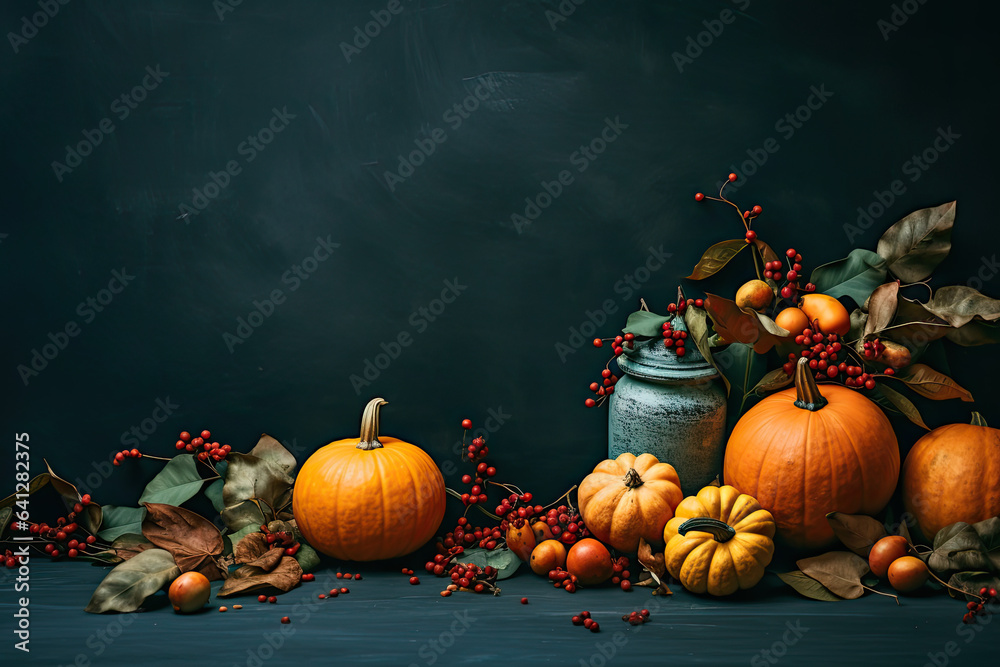 Autumn and Thanksgiving Decor, Background, Copy Space for Text – Generative AI