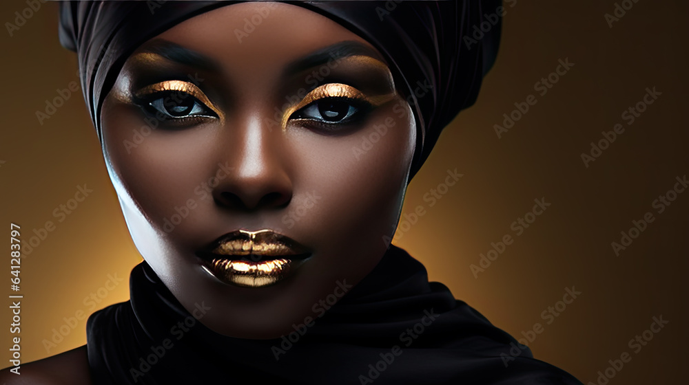 Portrait of a beautiful black woman. Skin care concept