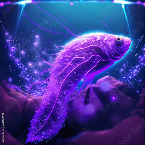 Neon fish of purple color