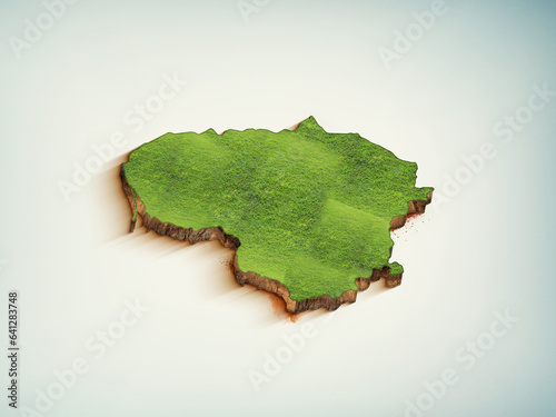 High-qualityLithuania 3D soil map  Lithuania 3D soil map render.