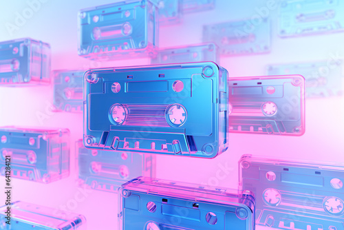 Generative ai pattern of old colorful cassette audio tape 1990 style