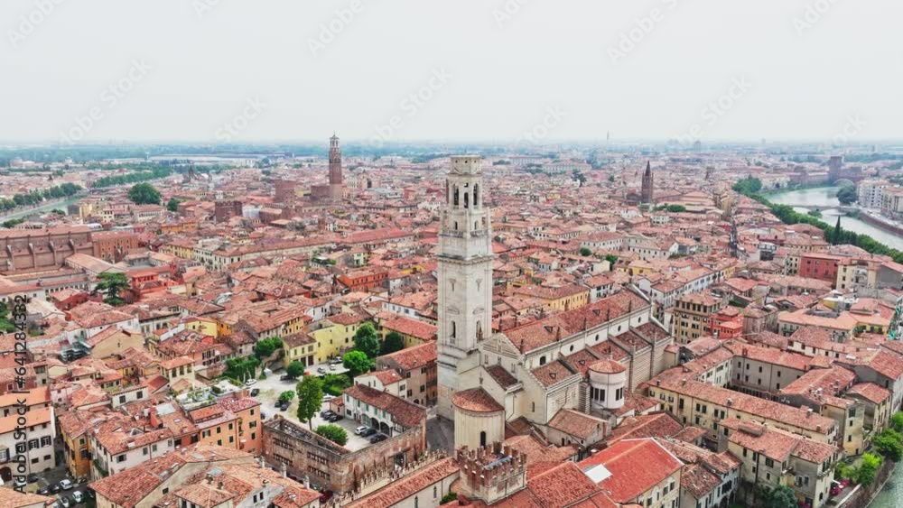 Mighty Torre dei Lamberti clocktower Verona region Italy Shot with a Drone
Mighty Torre dei Lamberti clocktower Verona region Italy Shot with a Drone