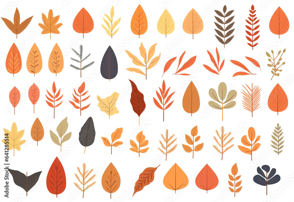 Background art print graphic leaf pattern nature design abstract set plant illustration autumn