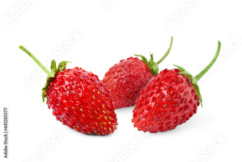 Fresh ripe wild strawberries isolated on white