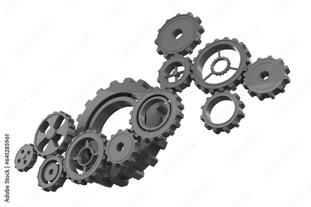 Digital png illustration of interlinked grey cogs on transparent background Digital png illustration of interlinked grey cogs on transparent background