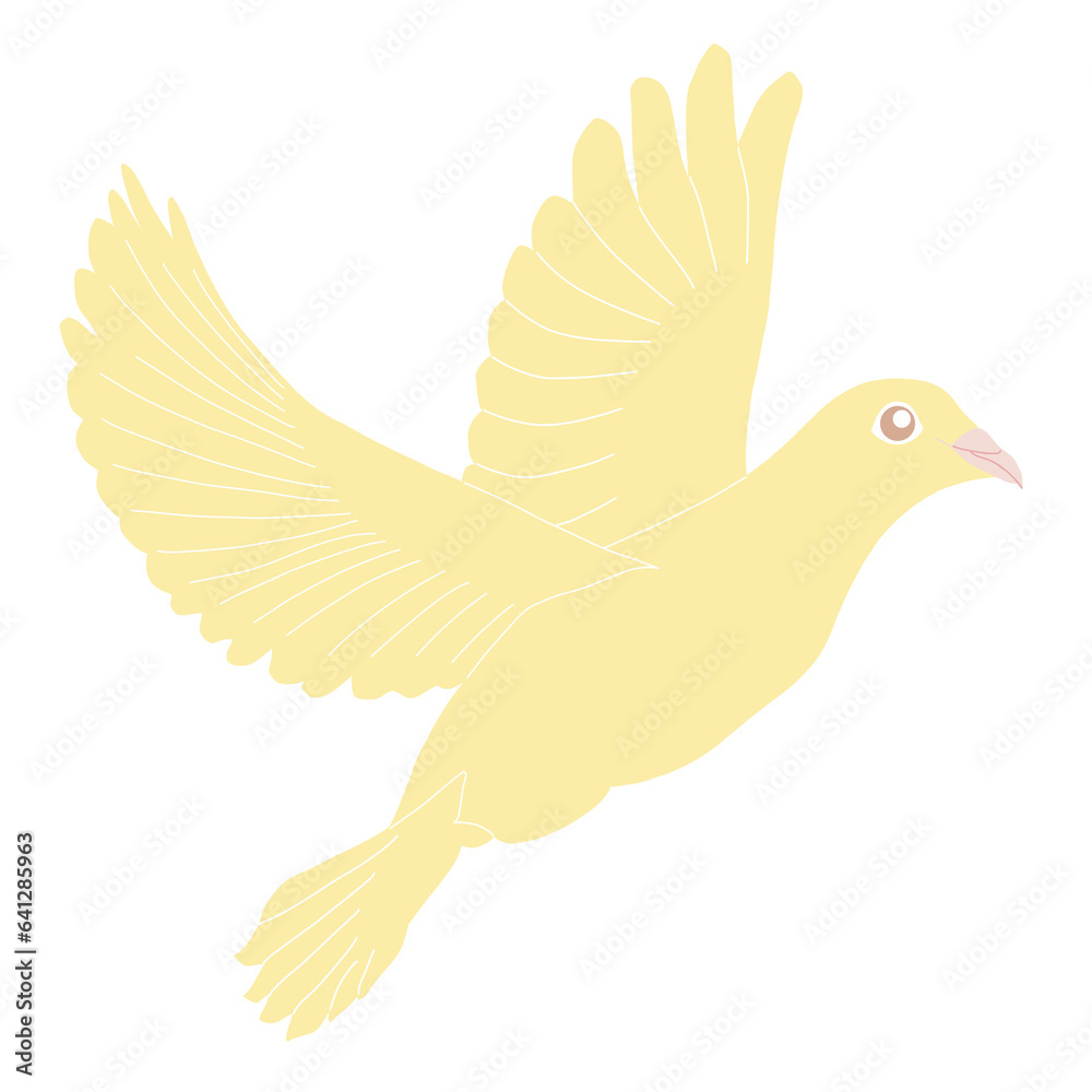 Obraz premium 飛ぶ 黄色の鳥 シンプル イラスト 単品