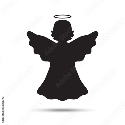 Silhouette of an angel on a white background. Vector illustration.