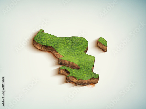High-quality Mayotte 3D soil map, Mayotte 3D soil map render.