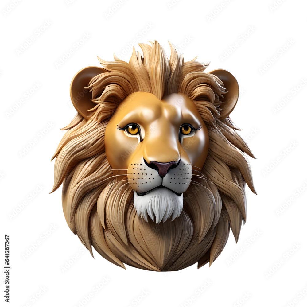 Obraz premium 3D lion illustration, Lion cartoon isolated on white, Lion clipart illustration, Generative AI 