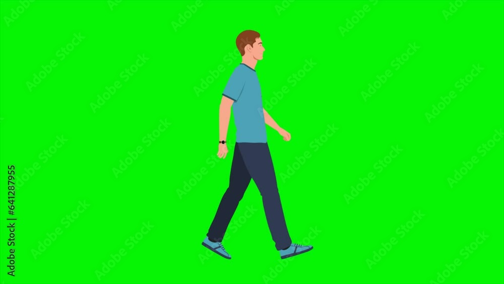 Side view of man walking. Cartoon people animation Side view of man walking. Cartoon people animation