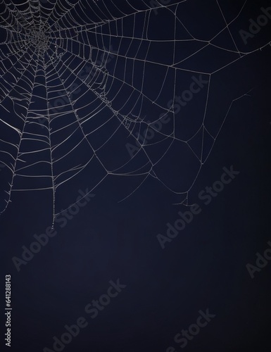 Halloween background with spider web with dew drops