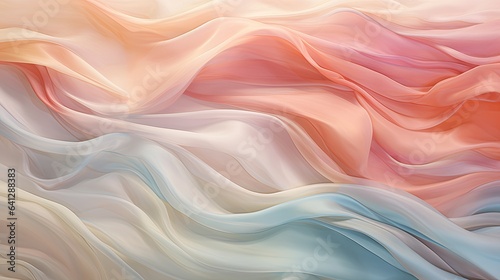 Soft pastel waves on a silk canvas, mimicking the graceful flow of watercolors on parchment flat lay