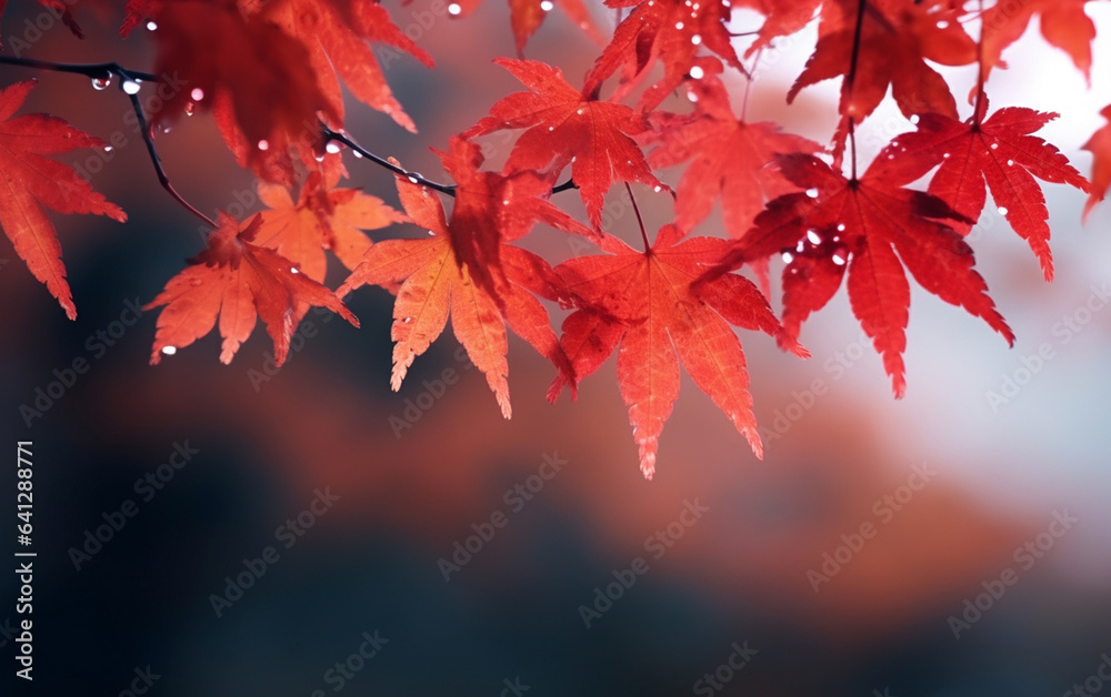 maple leaf in autumn with maple tree under sunlight background maple leaf in autumn with maple tree under sunlight background