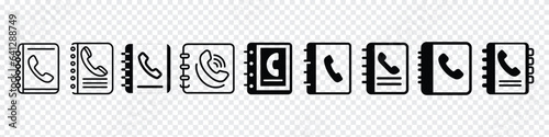 phonebook icon in different style vector illustration. Vector phonebook icon. Phone book label icon, Contact book line icon.  Phonebook outline vector icons. Symbol,