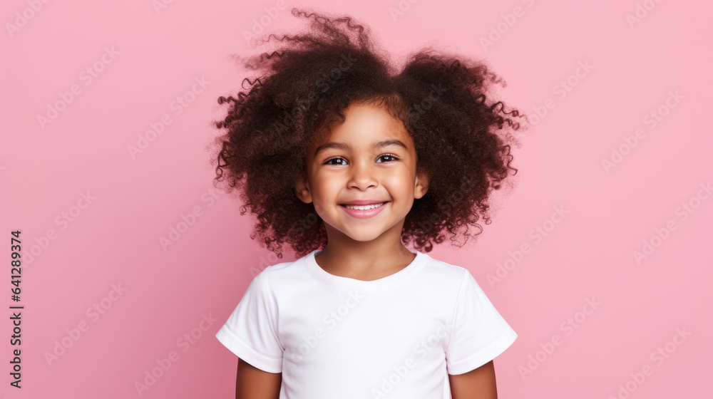 Happy smiling little cute African-american girl, with afro hair Happy smiling little cute African-american girl, with afro hair