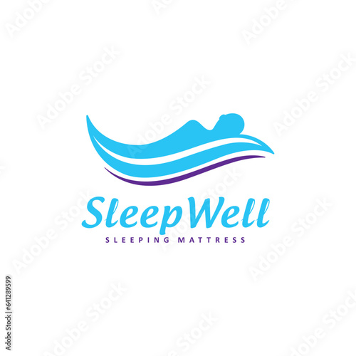 Sleep Well Comfort Sleeping Expression Vector Logo in Free Flowing Style with Soft Visual Appearance