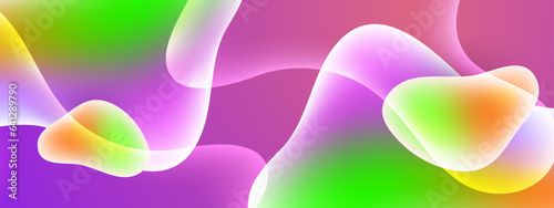 Gradient background with colorful morphing shapes. Metaball spheres. Morphing colorful blobs. Vector 3d illustration. Abstract 3d background. Liquid colors. Decoration for banner or sign design