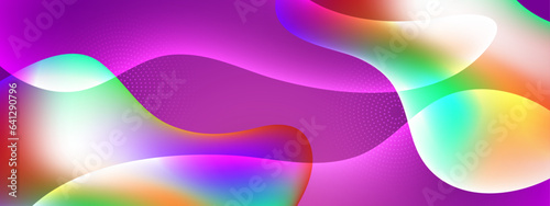 Gradient background with colorful morphing shapes. Metaball spheres. Morphing colorful blobs. Vector 3d illustration. Abstract 3d background. Liquid colors. Decoration for banner or sign design