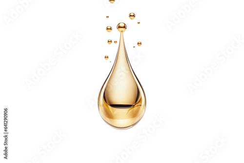 Oil drops. Serum droplet. Skincare gold drops. isolated on white/ transparent background photo