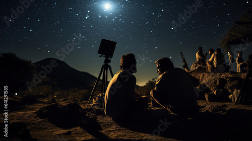 Print op canvas Ancient Mayan astronomers observing celestial events