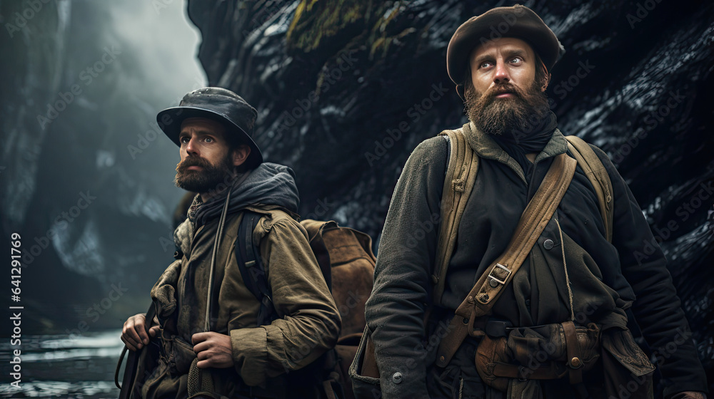 Victorian explorers on an expedition in a far-off land