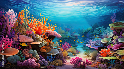 Ultra-detailed representation of a vibrant coral reef © javier
