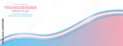 Transgender Pride Flag Banner Background. Trans flag colored gradient backdrop template. Silk ribbon Transgender Pride Flag banner design background. Vector Illustration. 