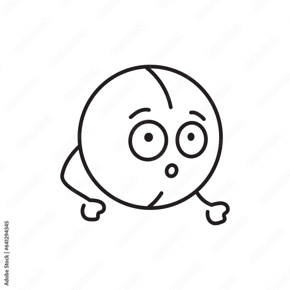 Funny cute happy tennis ball black line icon. Funny cute happy tennis ball black line icon.