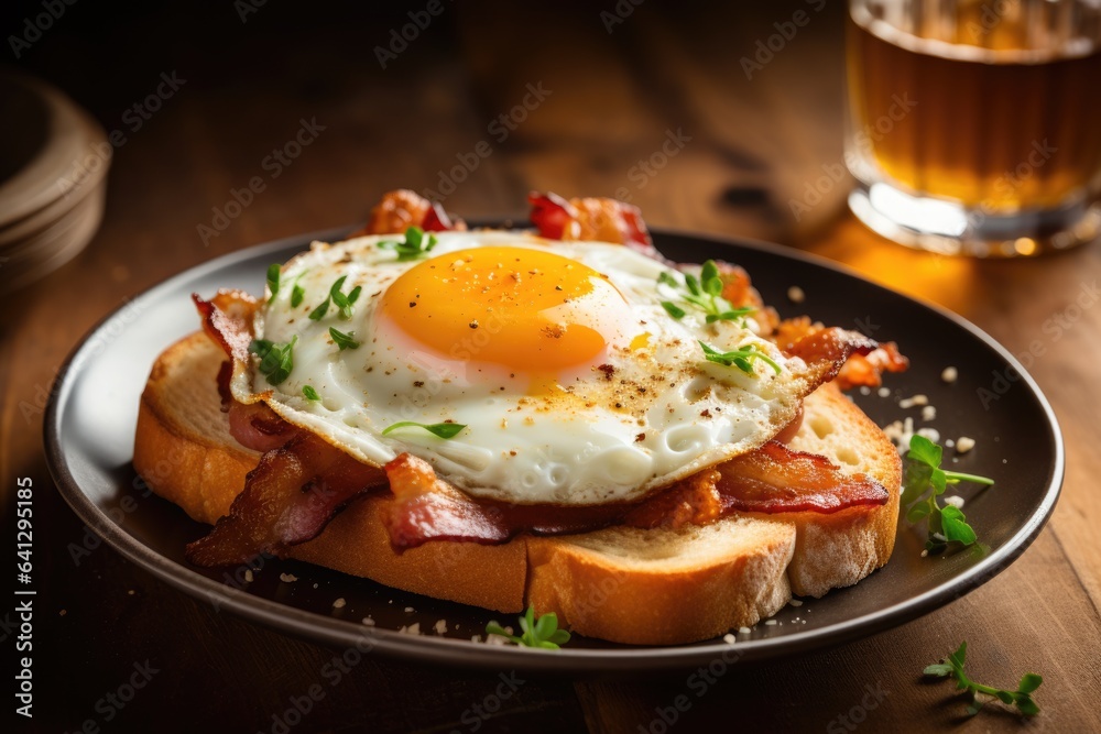 Traditional full English breakfast with fried eggs, sausages, beans, grilled tomatoes and bacon. AI Generated Traditional full English breakfast with fried eggs, sausages, beans, grilled tomatoes and bacon. AI Generated
