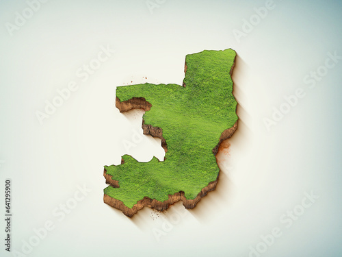 High-quality Republic of the Congo 3D soil map  Republic of the Congo Agrica 3D soil map render.