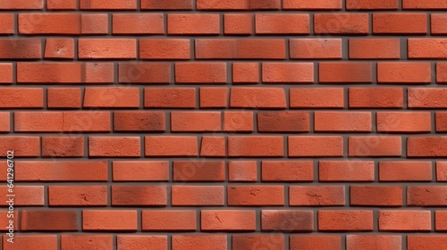 Clean red brick wall, grey mortar, seamless pattern, tile pattern