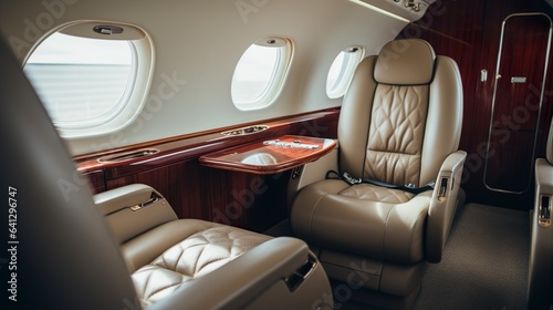 Interior of a private jet made with Ai generative technology, Property is fictional © Jixster
