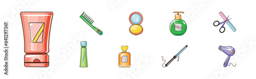 Female Grooming Object and Beauty Accessory Vector Set