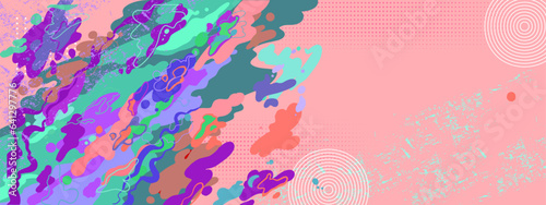 Abstract lifestyle background design with turntable and colorful splashing shapes. Vector illustration.