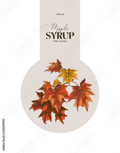 Maple syrup vector label template