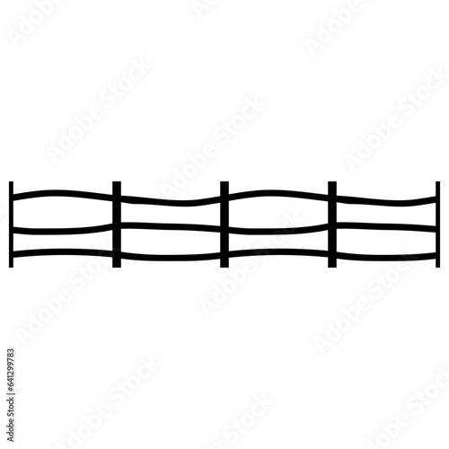 Black wooden fence silhouette isolated on white background. Decorative wood picket fence section design. Vector flat black garden picket fence design. Vector wood picket design. Seamless border.