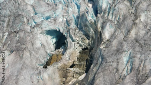 Ice Rock Formations During Winter At Lillooet Lake Mountains In Squamish BC, Canada. Close Up photo