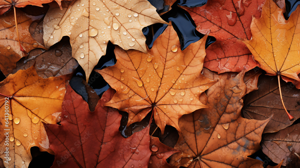 custom made wallpaper toronto digitalautumn leaves on the ground with rain drops
