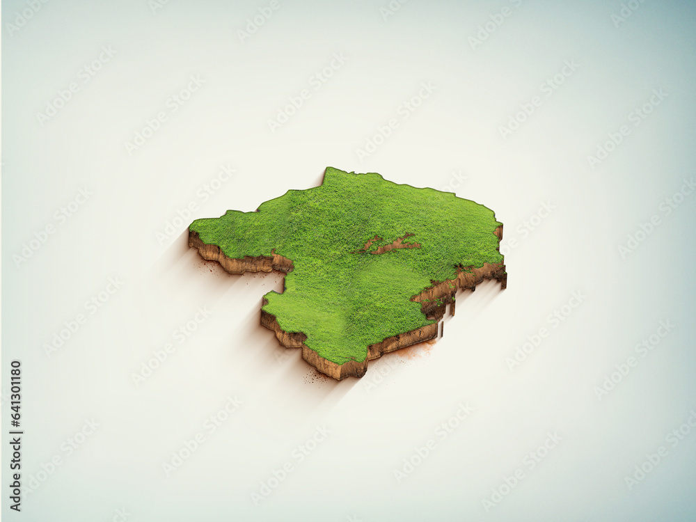 High-quality Uganda 3D soil map, Uganda 3D soil map render.