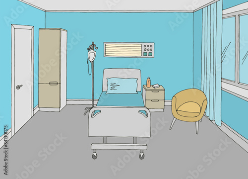 Hospital ward room graphic color interior sketch illustration vector 