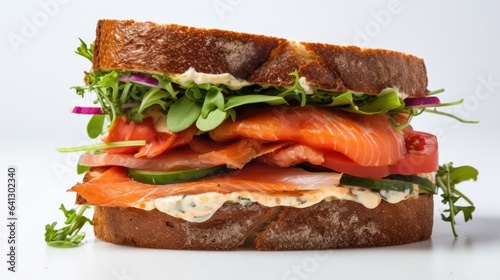 sandwich with salmon and vegetables