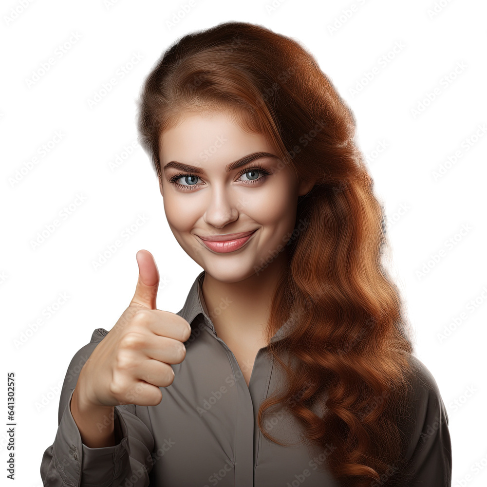 Close up of a lovely young lady with a thumbs up gesture transparent background Close up of a lovely young lady with a thumbs up gesture transparent background