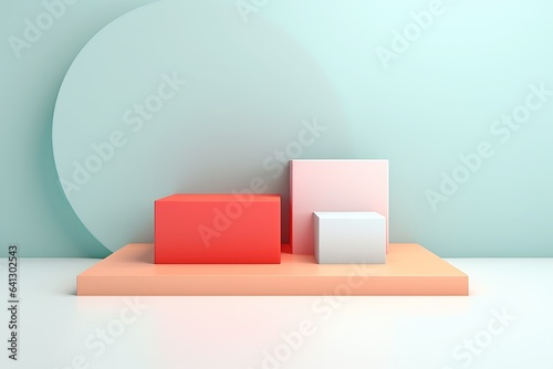 Beauty product photo background  smooth rectangular magenta podium in soft light on pastel green background  negative space