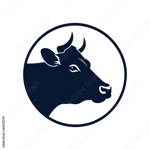 cow head portrait silhouette in black color
