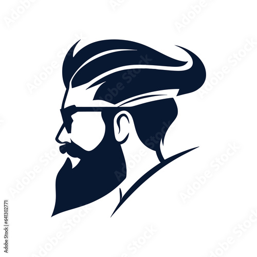 bearded hipster man head in portrait side view
