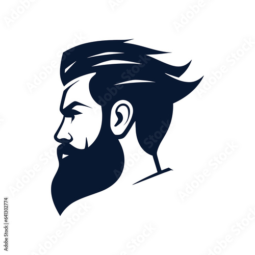 bearded hipster man head in portrait side view